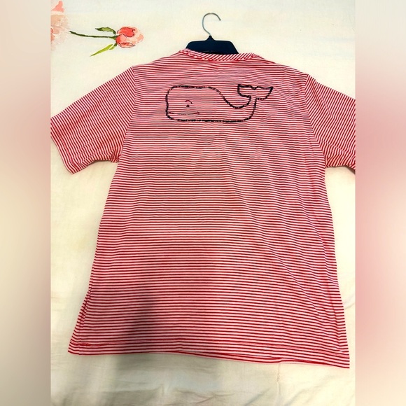 Vineyard Vines Size XL Red & White Stripe Front Pocket Short Sleeve Shirt - Picture 1 of 4